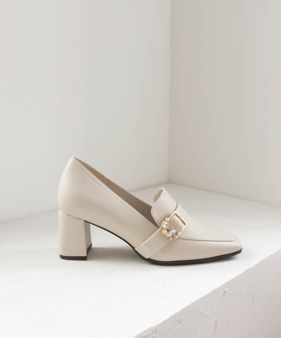  「ビジューバックルヒールアップシューズ」|ローファー|