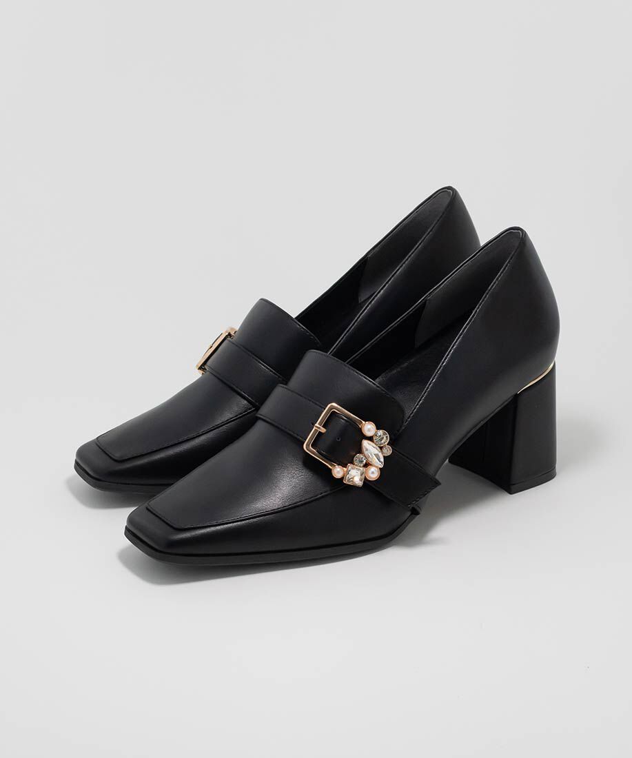  「ビジューバックルヒールアップシューズ」|ローファー|
