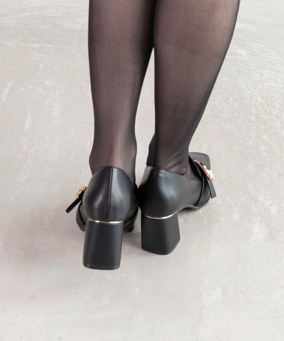  「ビジューバックルヒールアップシューズ」|ローファー|