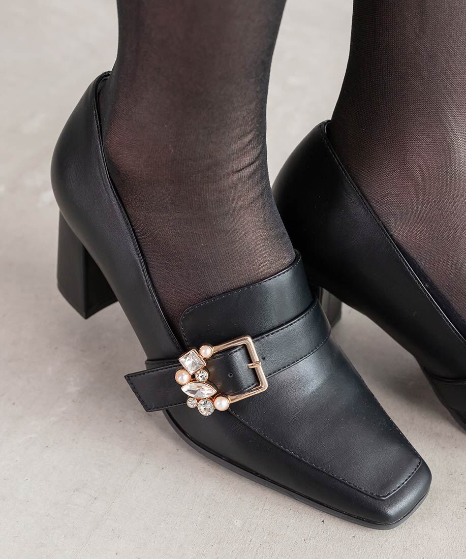  「ビジューバックルヒールアップシューズ」|ローファー|