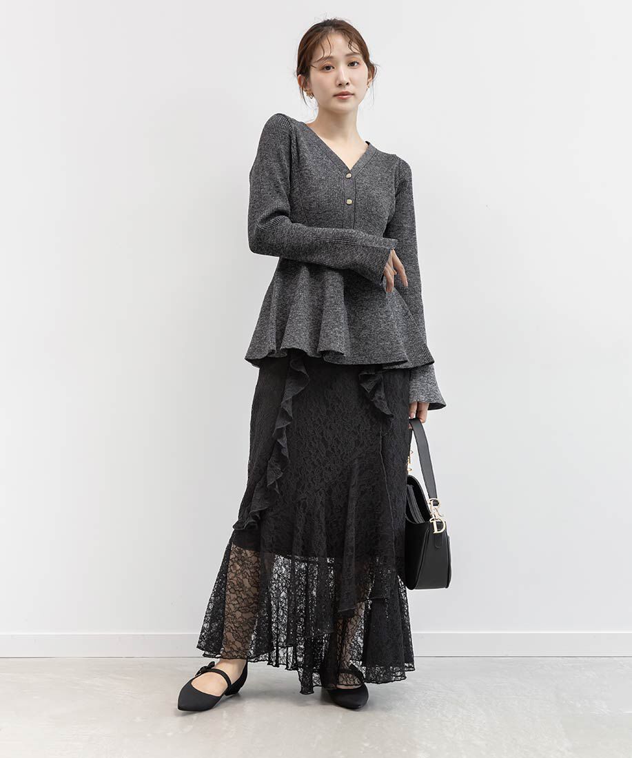  「【SUSTAINABLE】リボンベルトニットフラットパンプス」|パンプス|