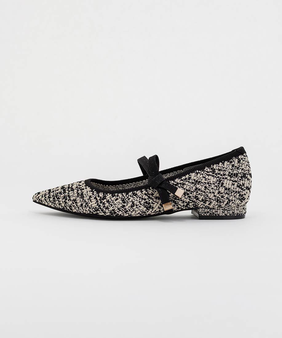  「【SUSTAINABLE】リボンベルトニットフラットパンプス」|パンプス|