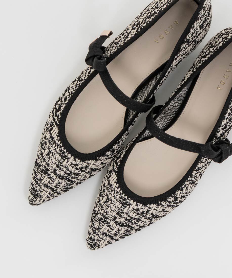  「【SUSTAINABLE】リボンベルトニットフラットパンプス」|パンプス|