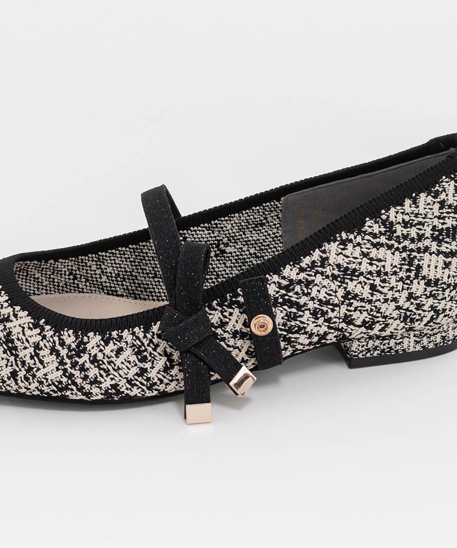  「【SUSTAINABLE】リボンベルトニットフラットパンプス」|パンプス|