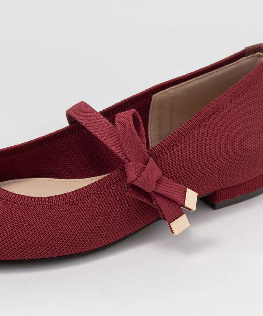  「【SUSTAINABLE】リボンベルトニットフラットパンプス」|パンプス|
