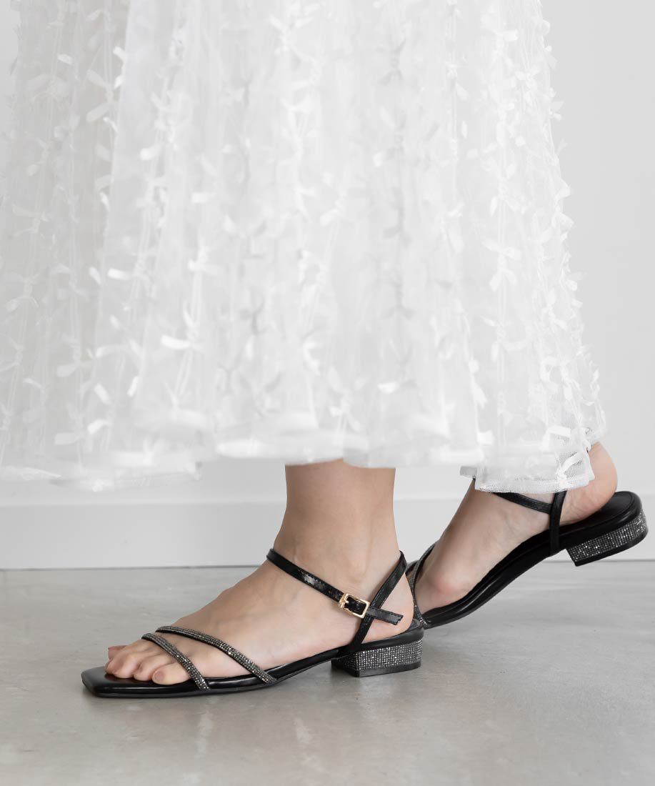  「ビジューストラップサンダル」|サンダル|