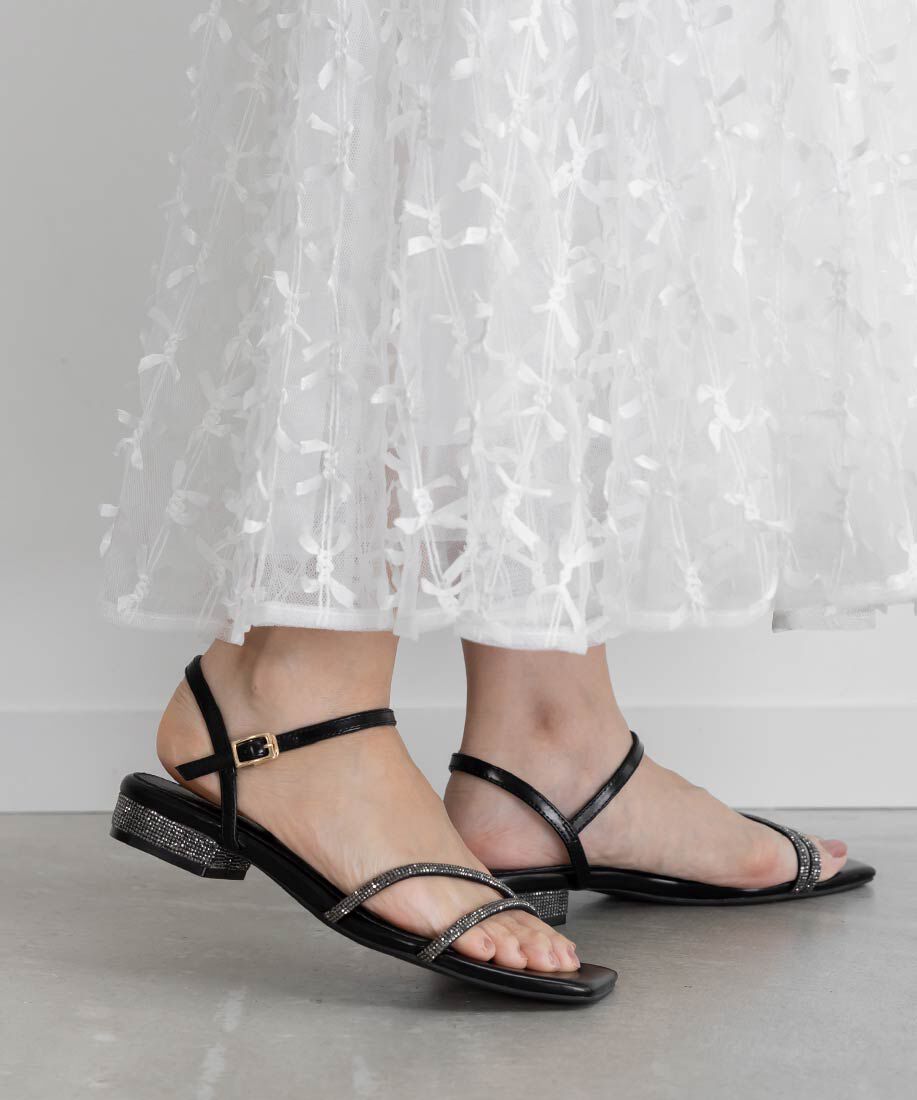  「ビジューストラップサンダル」|サンダル|