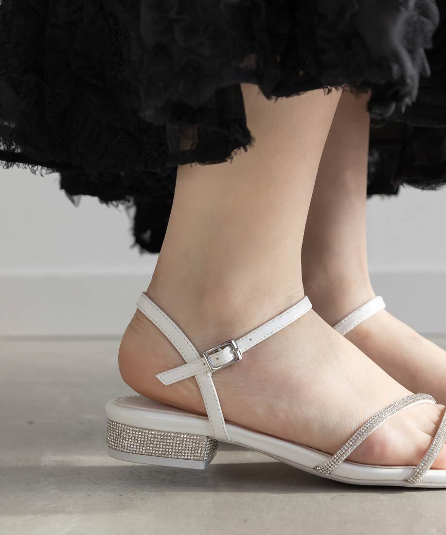  「ビジューストラップサンダル」|サンダル|