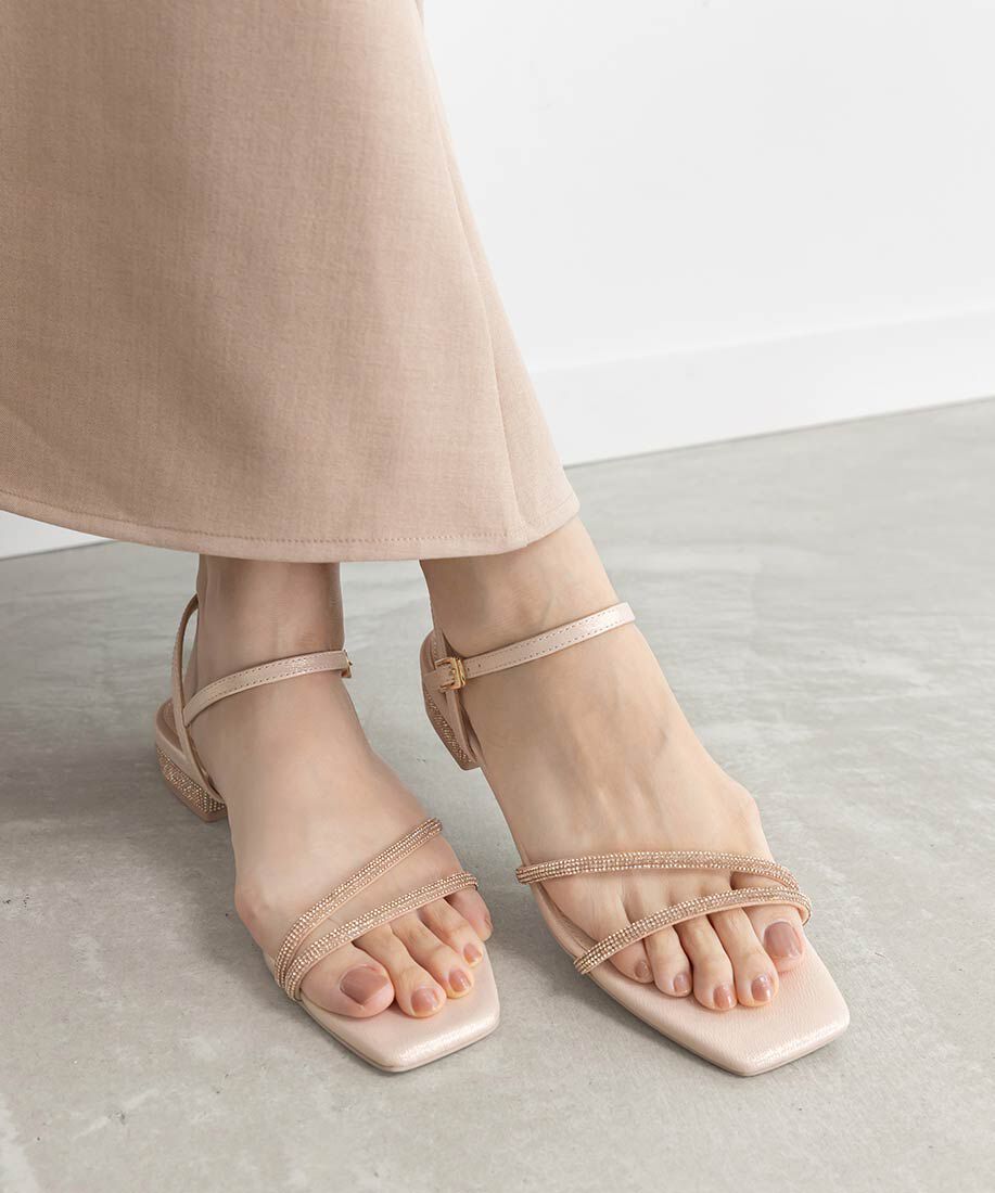  「ビジューストラップサンダル」|サンダル|