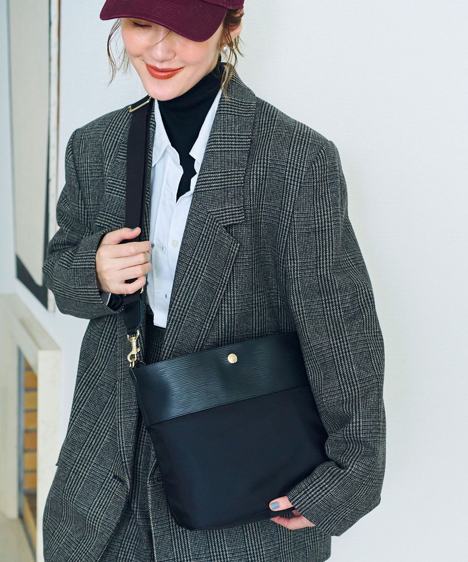 TOPKAPI BREATH「【Breath TOPKAPI】RIPPLE リプル ナイロン コンビ ベルト デザイン ショルダー バッグ」|ショルダー・メッセンジャー|ブラック