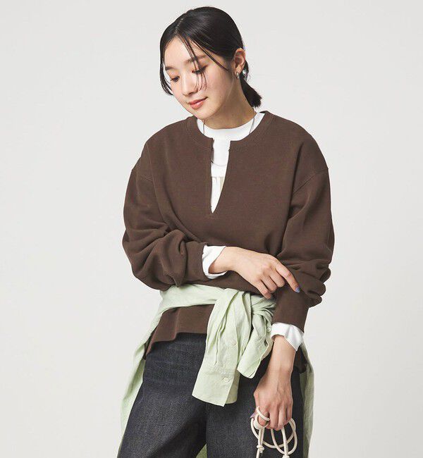 UNITED ARROWS green label relaxing「【WEB限定】＜at ease＞ダブルフェイス プルオーバー カットソー」|Tシャツ・カットソー|DK.BROWN