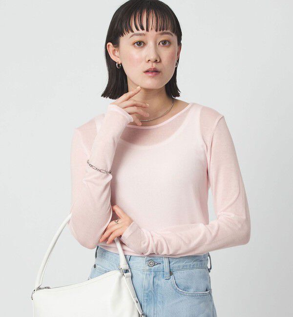 UNITED ARROWS green label relaxing「レディ シアー クルーネック カットソー」|Tシャツ・カットソー|LT.PINK