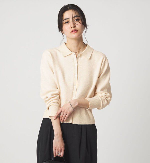 UNITED ARROWS green label relaxing「ブークレ ポロカーディガン ウォッシャブル」|カーディガン|OFF WHITE