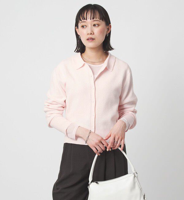 UNITED ARROWS green label relaxing「ブークレ ポロカーディガン ウォッシャブル」|カーディガン|LT.PINK