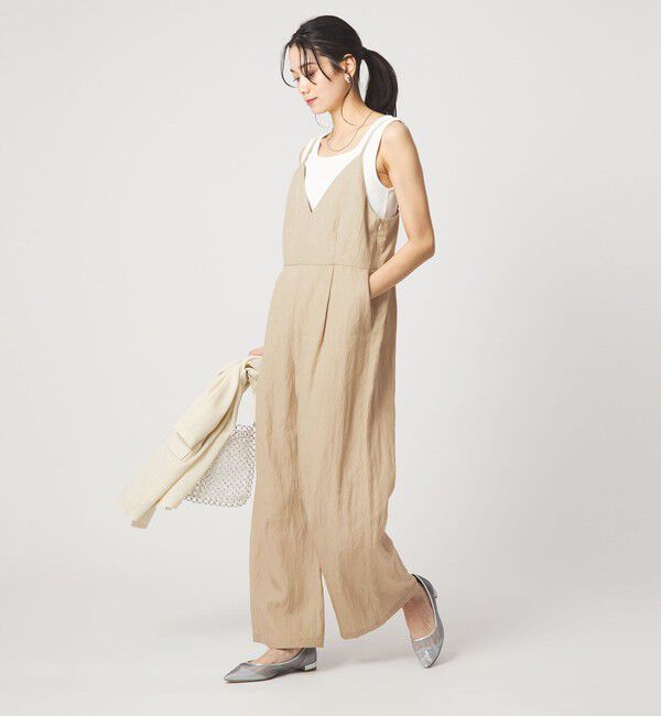 UNITED ARROWS green label relaxing「［size SHORT/TALLあり］フィブリル Vネック オールインワン」|オールインワン|