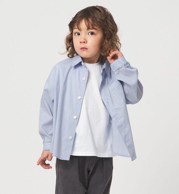 UNITED ARROWS green label relaxing「ストライプシャツ / キッズ  100cm-130cm 撥水」|シャツ・ブラウス|