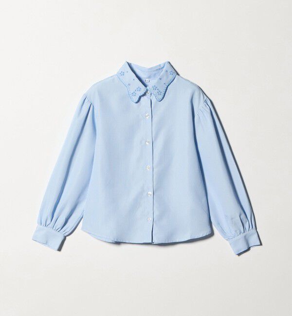 UNITED ARROWS green label relaxing「襟 刺しゅう ストライプ シャツ / キッズ  140cm-160cm」|シャツ・ブラウス|LT.BLUE