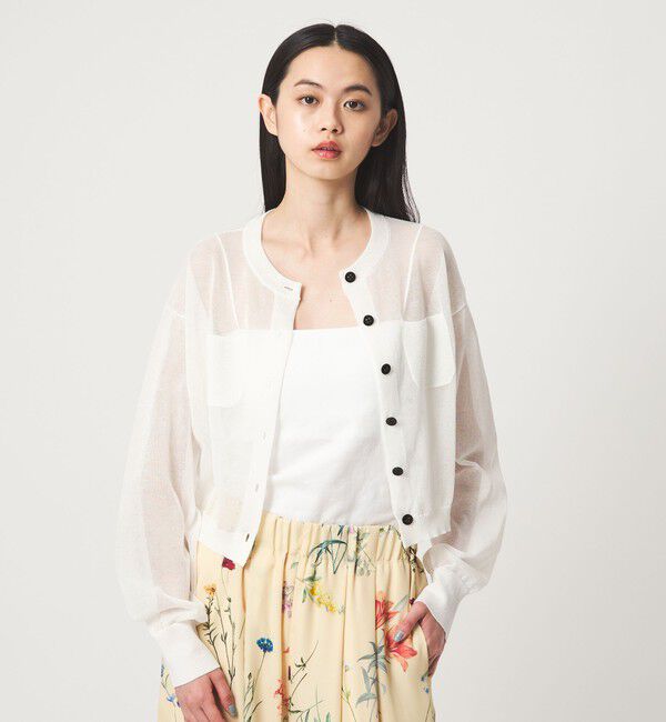 EMMEL REFINES「＜EMMEL REFINES＞EM HW FILMY シアー クルーネック カーディガン」|カーディガン|