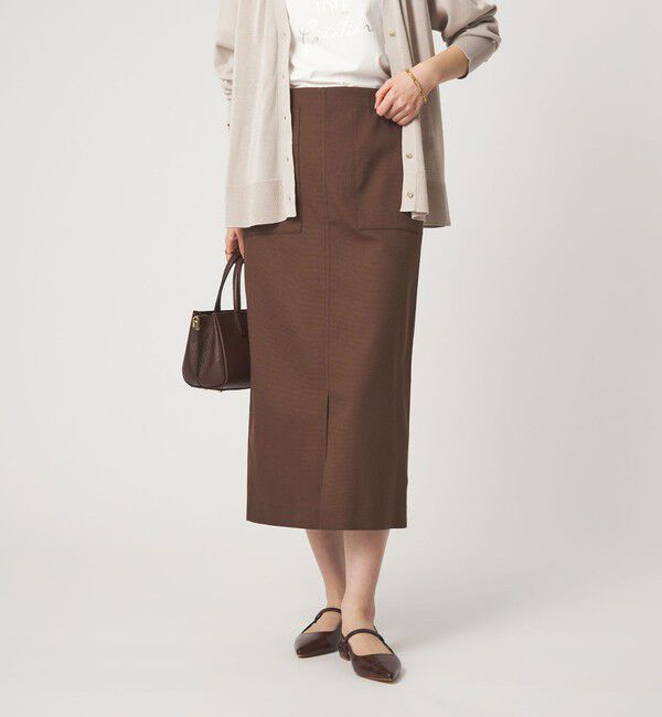 UNITED ARROWS green label relaxing「［size SHORTあり］Daily Chic カラミ タイト スカート マシンウォッシャブル」|タイト|MD.BROWN