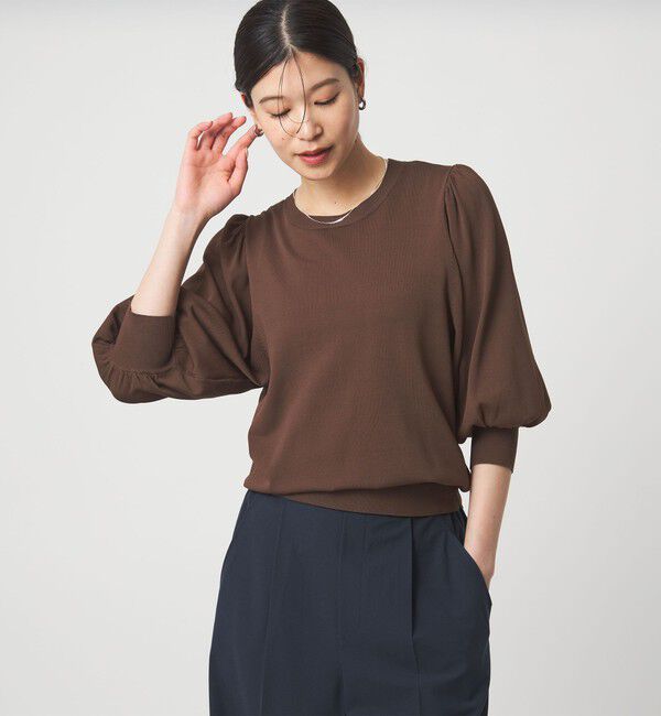 UNITED ARROWS green label relaxing「【WEB限定】＜at ease＞袖ボリューム ニット ウォッシャブル 接触冷感 UVカット 遮熱」|ニット・セーター|