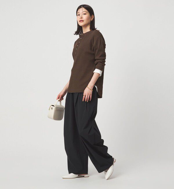 UNITED ARROWS green label relaxing「【WEB限定】＜at ease＞ワッフル ヘンリーネック 5分袖 カットソー」|Tシャツ・カットソー|