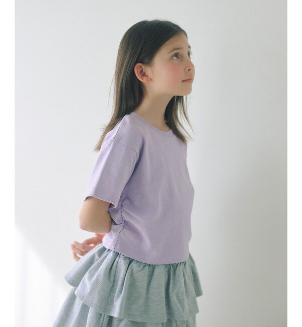 UNITED ARROWS green label relaxing「【WEB限定】サイドギャザー チビ Tシャツ 100cm-160cm」|Tシャツ・カットソー|