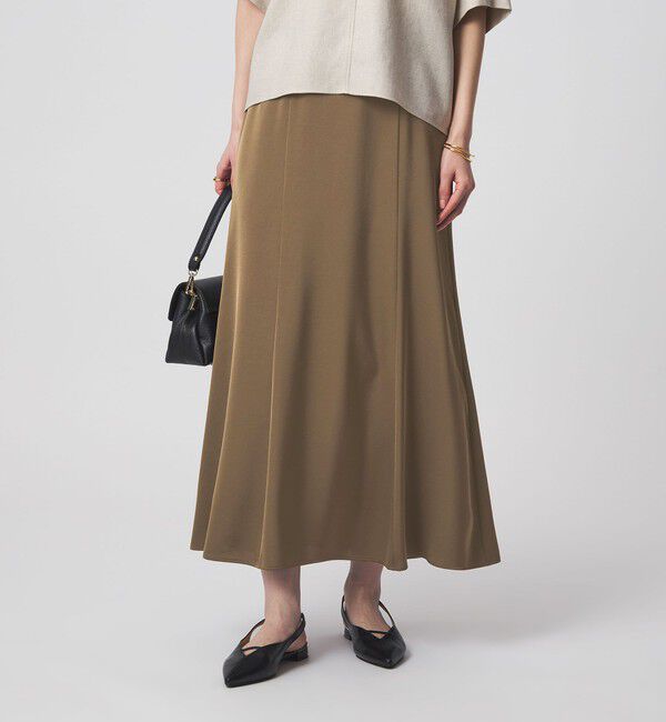 UNITED ARROWS green label relaxing「サテン セミナロー スカート」|フレア|MD.BROWN