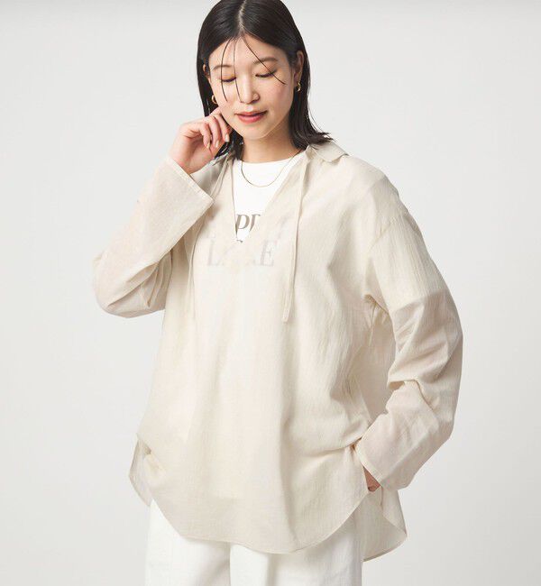 UNITED ARROWS green label relaxing「【WEB限定】＜at ease＞シアー スキッパー シャツ」|シャツ・ブラウス|