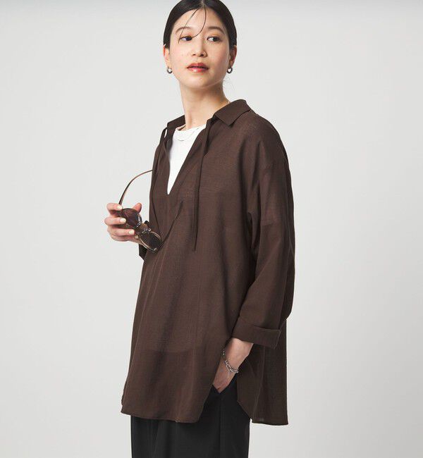 UNITED ARROWS green label relaxing「【WEB限定】＜at ease＞シアー スキッパー シャツ」|シャツ・ブラウス|