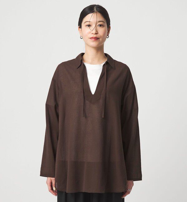 UNITED ARROWS green label relaxing「【WEB限定】＜at ease＞シアー スキッパー シャツ」|シャツ・ブラウス|