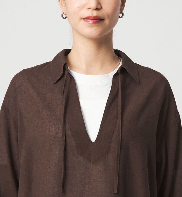 UNITED ARROWS green label relaxing「【WEB限定】＜at ease＞シアー スキッパー シャツ」|シャツ・ブラウス|