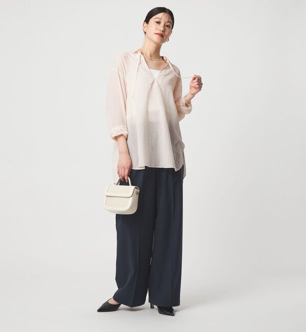 UNITED ARROWS green label relaxing「【WEB限定】＜at ease＞シアー スキッパー シャツ」|シャツ・ブラウス|