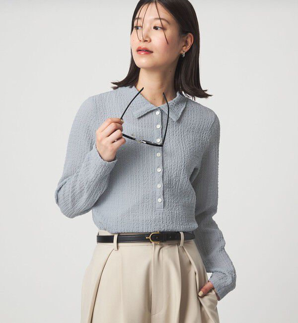 UNITED ARROWS green label relaxing「【WEB限定】＜at ease＞シアー サッカーライク エリツキ プルオーバー カットソー」|Tシャツ・カットソー|