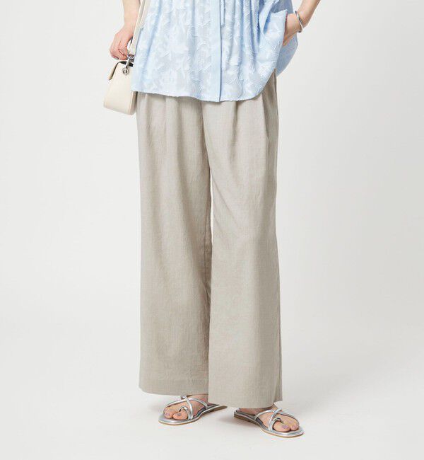 UNITED ARROWS green label relaxing「［size SHORT/TALLあり］ライト リネンライク タック ワイドパンツ UVカット 通気性」|スラックス|NATURAL