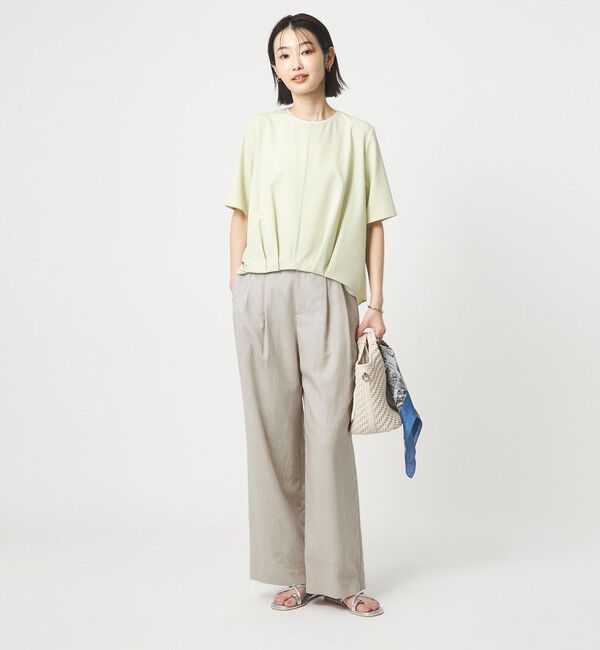 UNITED ARROWS green label relaxing「［size SHORT/TALLあり］ライト リネンライク タック ワイドパンツ UVカット 通気性」|スラックス|