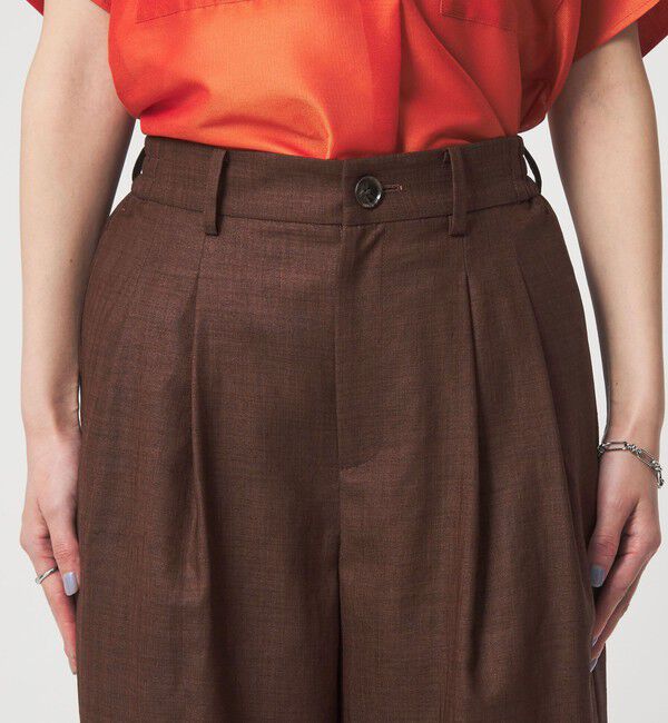 UNITED ARROWS green label relaxing「［size SHORT/TALLあり］ライト リネンライク タック ワイドパンツ UVカット 通気性」|スラックス|