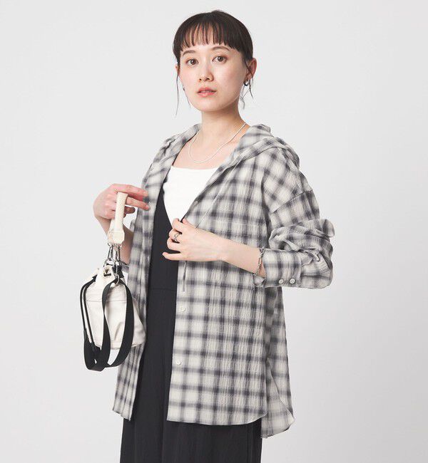 UNITED ARROWS green label relaxing「【WEB限定】＜at ease＞フード チェック シャツ」|シャツ・ブラウス|