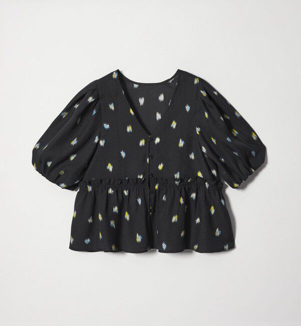 EMMEL REFINES「＜EMMEL REFINES＞EM フラワープリント パフスリーブ ブラウス」|シャツ・ブラウス|BLACK