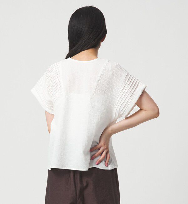 EMMEL REFINES「＜EMMEL REFINES＞EM ピンタック キーネック ブラウス」|シャツ・ブラウス|