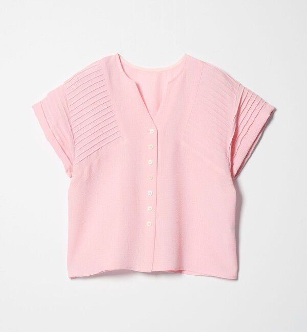 EMMEL REFINES「＜EMMEL REFINES＞EM ピンタック キーネック ブラウス」|シャツ・ブラウス|LT.PINK