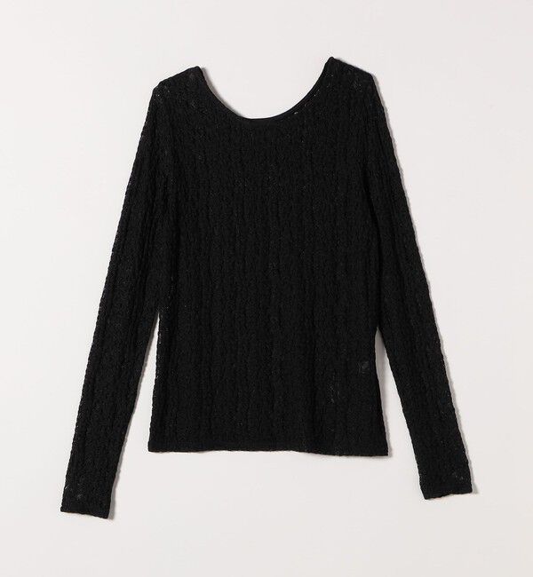 quaranciel「quaranciel:〈手洗い可能〉フラワー レース ストレッチ クルーネック プルオーバー」|Tシャツ・カットソー|