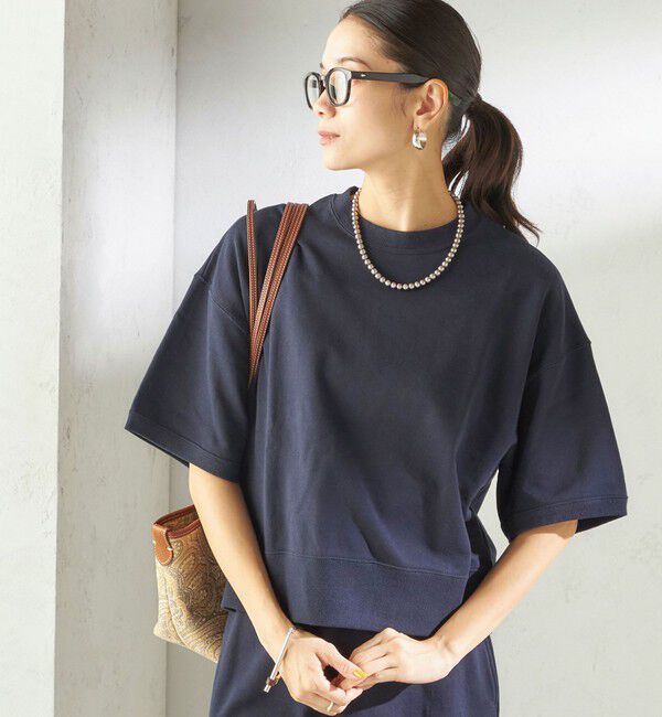 SHIPS for women「【SHIPS別注】SLOANE:〈手洗い可能〉半袖 ショート スウェット」|Tシャツ・カットソー|ネイビー