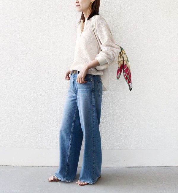 SHIPS for women「【WEB限定】〈手洗い可能〉ウェーブ クレープ ヘンリー 2WAY プルオーバー」|Tシャツ・カットソー|