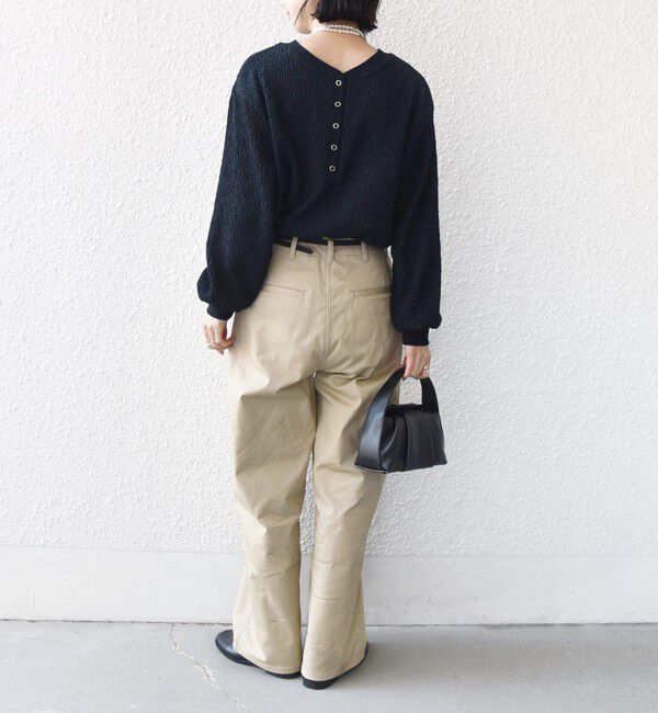 SHIPS for women「【WEB限定】〈手洗い可能〉ウェーブ クレープ ヘンリー 2WAY プルオーバー」|Tシャツ・カットソー|