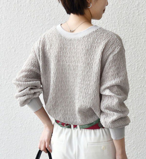 SHIPS for women「【WEB限定】〈手洗い可能〉ウェーブ クレープ ヘンリー 2WAY プルオーバー」|Tシャツ・カットソー|