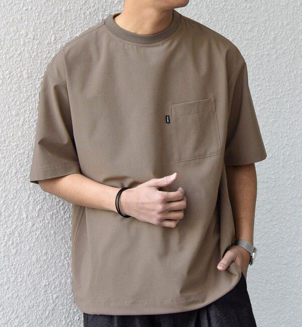 SHIPS any「SHIPS any:〈吸水速乾〉Rapidry クルーネック スピンドル ポケット Tシャツ(セットアップ対応)◇」|Tシャツ・カットソー|ベージュ