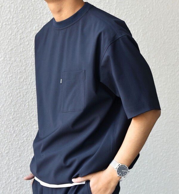 SHIPS any「SHIPS any:〈吸水速乾〉Rapidry クルーネック スピンドル ポケット Tシャツ(セットアップ対応)◇」|Tシャツ・カットソー|ネイビー