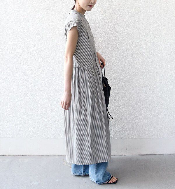 SHIPS for women「《予約》【WEB限定】〈手洗い可能〉ストライプ サイド タック ワンピース」|ワンピース|