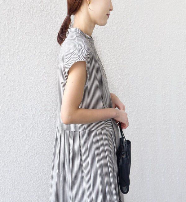 SHIPS for women「《予約》【WEB限定】〈手洗い可能〉ストライプ サイド タック ワンピース」|ワンピース|