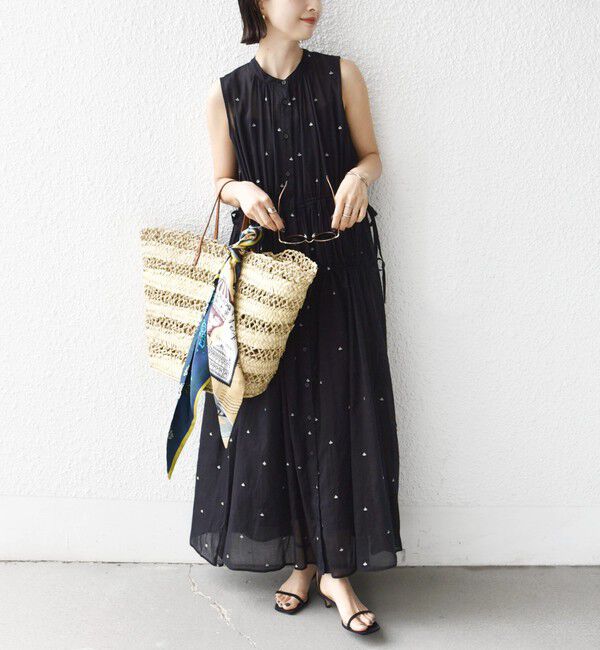 SHIPS for women「《予約》〈手洗い可能〉コットン オーガンジー 刺繍 ウエスト ドロスト ワンピース」|ワンピース|